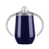 Taza Térmica de Acero Inoxidable 304 de Doble Pared y Doble Asa de 10 oz, con Tapa tipo Cáscara de Huevo, para Uso Transfronterizo, Asa Doble, Forma de U