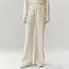 Zhenrong~ Pantalones de Punto de Cachemir de Cabra 100% Holgados Relajados para Mujer Cintura Alta Caída Pierna Recta Suelta