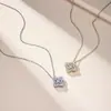 Popular Transfronterizo Plata de Ley S925 Moissanita Colgante Collar Clásico para Mujer Listo para Usar Cadena para Clavícula de Mujer Joyería para Transmisión en Vivo de Exportación