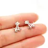 Corea del Sur otoño e invierno nuevo acero inoxidable lindo ciervo pendientes de botón ins moda Navidad pequeño animal joyería para orejas accesorios