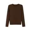 Mezcla de lana de lujo ligero, capa base simple y versátil para el trabajo, top liso de color sólido casual para usar en capas o solo