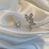 Pendientes Colgantes de Flor de Diamante Incrustado con Aguja de Plata y Borla, Pendientes de Moda, Dulces y Versátiles, Lujo Accesible y Pendientes de Gama Alta para Mujer