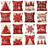 Funda de almohada de venta caliente transfronteriza con diseños temáticos de árbol de Navidad, renos, copos de nieve y rojo para decoración ambiental, fundas de cojín personalizadas al por mayor
