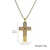 Collar con cruz de escritura transfronteriza nuevo para hombres y mujeres, colgante de acero inoxidable brillante, cadena para suéter versátil, joyería europea y americana