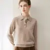 Hilo Kang Sai Ni 100% Cachemira Suéter de Cachemira de Moda y con Temperamento para Mujer con Cuello POLO Tejido Versátil Estilo para Ir al Trabajo