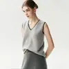 Diseño francés~Conjunto de dos piezas de punto de cachemir con cuello en V y ribete de contraste blanco, un top de nicho y versátil para mujer