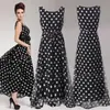 Vestido Largo de Mujer Europeo y Americano Amazon, Vestido de Verano, Gasa de Lunares Blanco y Negro, Falda Acampanada, Falda con Lazo, Cintura Alta