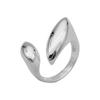 Sanli Prata Prata Esterlina S925 Coreana Anel Aberto Duplo Oval Feminino Anel de Textura Temperamental Estilo de Hong Kong Joia Street Beat