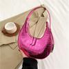 Bolso Pequeño Brillante en Relieve para Mujer 2023 Popular Nuevo Color Sólido Versátil Bolso Luna Texturizado de Estilista Bolso de Hombro para Debajo del Brazo