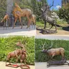 Escultura Grande de Veado Sika em Cobre Fundido Personalizada Praça de Parque Veados Macho e Fêmea em Cobre Ornamento de Animal de Chão para Jardim Paisagístico