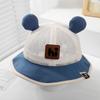 Chapéu de Malha Respirável com Proteção Solar de Verão Estilo Coreano Desenho Animado Fofo Hi Bear Chapéu de Pescador para Bebê Chapéu de Sol para Crianças para Exportação