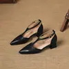 Sandalias huecas de punta fina con tira en T y tacón medio grueso, tallas 33-43, zapatos de comercio exterior de Amazon