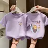 Camiseta de Algodão Puro de Manga Curta para Meninas Verão 2026 Novo Estilo Fresca e Fofa Camisa de Meia Manga de Verão para Crianças de Meio e Grande Porte