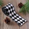 Decoraciones Navideñas Semanales Cinta de Lino a Cuadros Blanco y Negro Lazo DIY Cinta Decorativa Decoración Árbol de Navidad