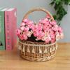 Cesta de Flores de Mimbre de Mano, Cesta de Ratán, Cesta de Almacenamiento para Salida de Picnic de Verano, Cesta de Princesa con Arreglo de Flores Artificiales