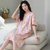 2025 Verano Nuevo Camisón de Algodón Puro Transpirable y Delicado con la Piel para Mujer Holgado Talla Grande Dulce Lindo Estampado Ropa de Casa