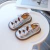 Sapatos Princesa Doces com Laço Estilo Verão 2026 para Bebês Meninas, Sapatos de Praia Antichoque Vazados para Crianças Pequenas, Sandálias para Meninas