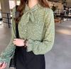 Camisa Estampada de Moños Nueva para Mujer 2026, Blusa Holgada Elegante de Manga Larga, Camisa Básica para Mujer