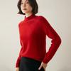 Suéter de cachemira para mujer, cuello alto medio, tres hilos, grueso, suelto, estilo perezoso, otoño e invierno 2024, suéter básico de punto