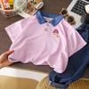Polo para niños Camiseta Verano Hombre y Mujer Tops de Verano Estilo Coreano de Moda Versátil Solapa Manga Corta