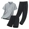 Conjunto de Três Peças Respirável de Seda Gelada Polo de Manga Curta Camiseta de Verão Novo Casual Esportivo para Jovens Homens