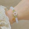 Pulsera de Cuentas de Vidrio Pulsera de Flor Dulce Lirio para Mujer Joyería para Niña Regalo para Estudiante Joker Joyería de Mano al Por Mayor