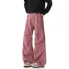 Pantalones de trabajo de algodón lavado color caqui para hombre, pantalones de otoño de carga pesada con pliegues, pierna ancha acampanados, pantalones casuales estilo high-street americano