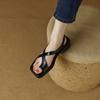 Sandalias Planas de Tanga Estilo Francés para Mujer, Nuevo Modelo Primavera/Verano 2026, Marrón Retro Negro Cómodas Zapatos Romanos de Punta Cuadrada