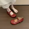 Zapatos planos Mary Jane de punta redonda Birkenstock para mujer, nuevos de primavera-verano 2025, mocasines con hebilla pequeña, zapatos pequeños de cuero retro
