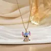 Colgante de collar de dibujos animados lindo Stitch Labubu con goteo de aceite y microincrustaciones de circonita, Accesorios para joyería DIY, Transfronterizo Europeo y Americano