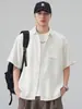 Roupas Masculinas Fengshe / Camisa Masculina de Linho de Manga Curta 2026 Nova Coleção de Verão Retrô Japonês Casual Manga Meia