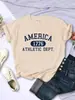 Modal Transfronteiriço 1776 Estampa Americana Tamanho Europeu Estilo Europeu e Americano Manga Curta Top Feminino Seda Leite Absorvente de Suor Esportivo Manga Curta