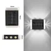 Luz de pared solar lámpara de patio exterior luz exterior con sensor inteligente controlada por luz luz de ambiente nocturna luz lavaparedes para jardín villa