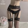 Calcetines de una pieza de seda negra con encaje sexy para mujer, calcetines de malla, estilo Pure Desire, medias de encaje por encima de la rodilla A24