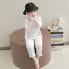 Conjunto de ropa de casa para niñas de verano, pijama moderno y estiloso para niños, color block personalizado, con volantes, forma de corazón, para aire acondicionado
