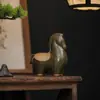 Enfeites de Animais de Chá Tangma para Atrair Riqueza, Enfeites para Entrada de Sala de Estar, Armário de Vinhos, Cerâmica para Casa, Sala de Estar, Escritório, Mesa de Chá, Animais de Chá