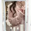 Top Rosa Protector Solar Mujer Verano Nuevo Holgado Adelgazante Ligeramente Transparente Cubre para Aire Acondicionado Gasa Estilo Chica Picante Camiseta de Manga Larga