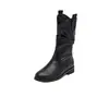 Botines Elegantes de Moda con Suela Gruesa Botas para Mujer 2026 Nuevas de Otoño Botas Fruncidas que Aumentan la Altura Botas Martin Vaqueras Retro de Media Pantorrilla