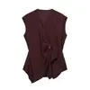 Estilo Europeo y Americano Transfronterizo Z 2026 Nuevo de Moda Chaleco Cruzado 7484320 Pantalones Rectos Plisados 7484120