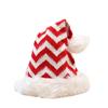 Gorro de Navidad Rayado Transfronterizo Gorro de Navidad de Felpa Tejido Gorro de Papá Noel Gorro Grande Engrosado Gorro de Decoración Navideña