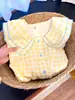 Pijama Feminino Macio e Fofo de Xadrez Amarelo, Estação Primavera e Outono, Conjunto de Manga Longa e Calça Longa, Adequado para Dormitórios Estudantis e Pode Ser Usado Fora de Casa como Roupa de Casa