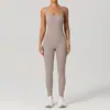 Body de una pieza estilo europeo y americano con sensación de segunda piel y diseño de espalda cruzada, ropa de yoga ajustada, ropa deportiva para correr al aire libre y fitness al por mayor