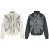 Chamarra unisex de subcultura retro americana con estampado de leopardo y patchwork Union Jack, adecuada para primavera y otoño, con doble cremallera y cuello alto, una prenda de abrigo de estilo high-street