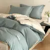 Conjunto de Cama Simples e Luxuoso 100% Algodão, Conjunto de Quatro Peças, Capa de Edredom 100% Algodão, Conjunto de Três Peças para Cama de Dormitório Estudantil, Conjunto de Roupa de Cama de Alta Qualidade