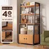 Estantería de almacenamiento de varias capas de pie para sala de estar de apartamento pequeño con puertas de gabinete, estantería, vitrina y armario de almacenamiento para el hogar