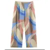 Roupas femininas europeias e americanas transfronteiriças, top listrado casual da moda mais vendido no AliExpress com detalhe de nó + calça de perna reta