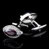 INBO abotoaduras ovais de zircônia vermelha Abotoaduras com incrustação de cristal e diamante Fivela de camisa francesa 723cufflinks/158101a