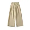 Calça Esportiva Nova de Verão Versátil Slim-Fit de Perna Reta, Comprimento Total Estilo Americano Sexy de Cintura Alta em Linho