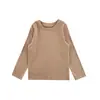 Wuli Bu Yi 2026 Primavera/Outono Nova Roupa Infantil Estilo Coreano Casual Camiseta de Manga Longa para Meninas Moda Gola Redonda Camiseta Básica