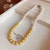 Lujo Accesible Francés Color Contrastante Collar de Perlas Moda de Nicho Cadena para Clavícula Versátil Popular Retro Elegante Collar de Gama Alta